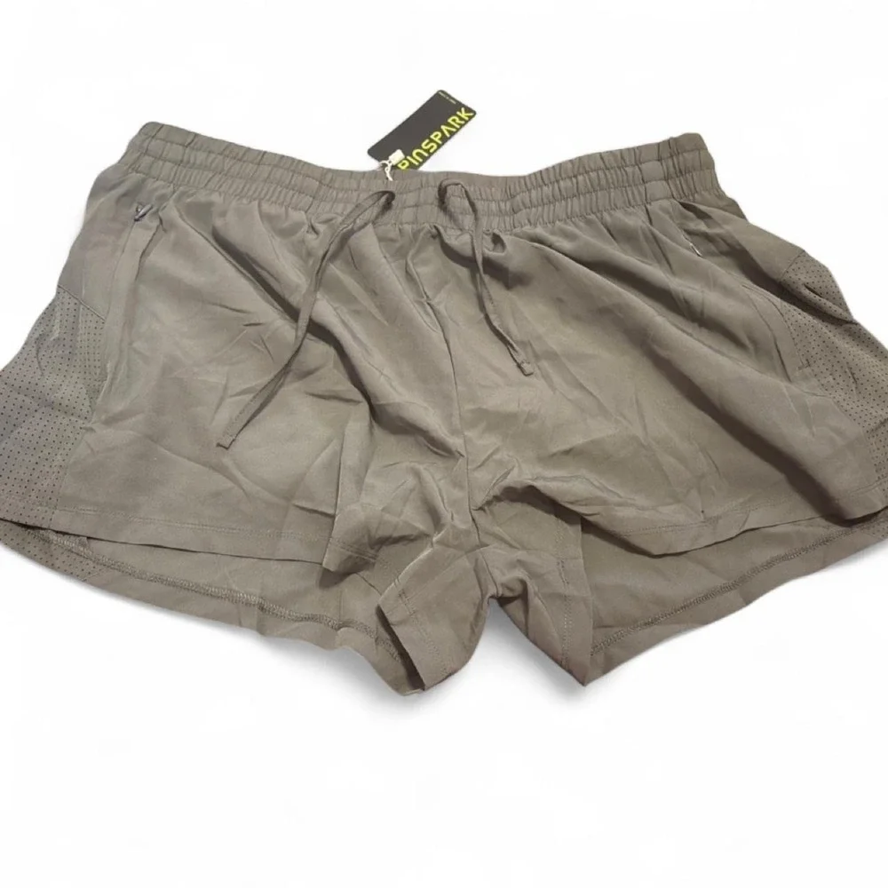 Pinspark athletic running shorts in a versatile khaki/olive color Size XXL